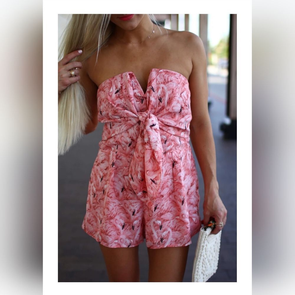 Buddy Love Pink Strapless Knot Romper